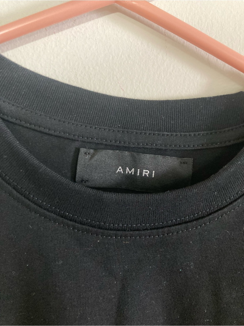 AMIRI Black Short Sleeve Tee with Yellow Chest Logo - Picture 4 of 4
